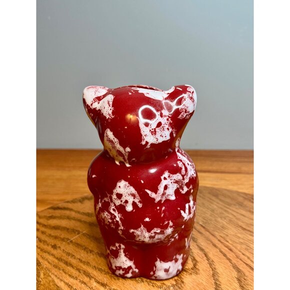 Vintage Bybee Pottery Piggy Bank 6" Tall Maroon White Splatter Sponge Ware Pain - Picture 3 of 10